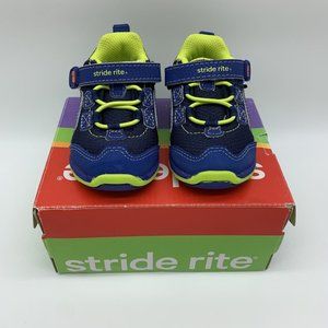 NEW~ STRIDE RITE Baby Boy 4W 4 WIDE Athletic Shoes Blue Lime Green M2P Jake $45